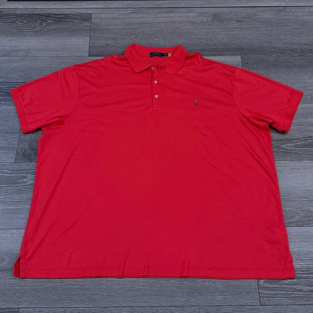 Polo Ralph Lauren Mens 4XB Red Short Sleeve Cotton Polo Shirt Big & Tall Golf